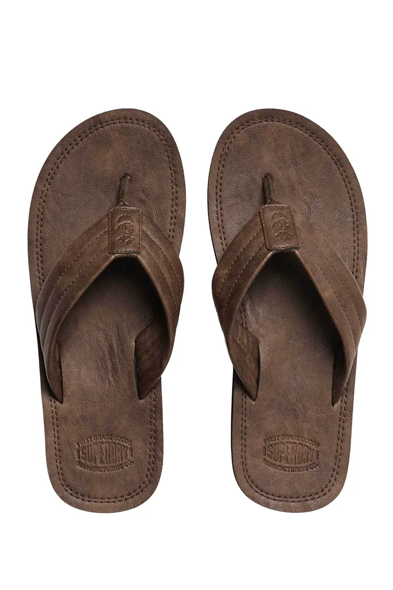 Superdry ανδρικές σαγιονάρες με λογότυπο - MF310284A Καφέ