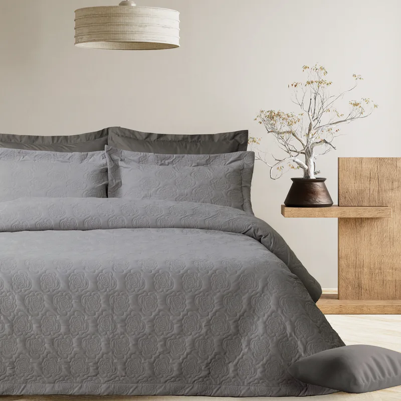 Κουβερλί Microfiber King 240x250εκ. Happy 0287 Grey Das Home (Ύφασμα: Microfiber, Χρώμα: Γκρι, Μέγεθος: King Size) - Das Home - 402080300287