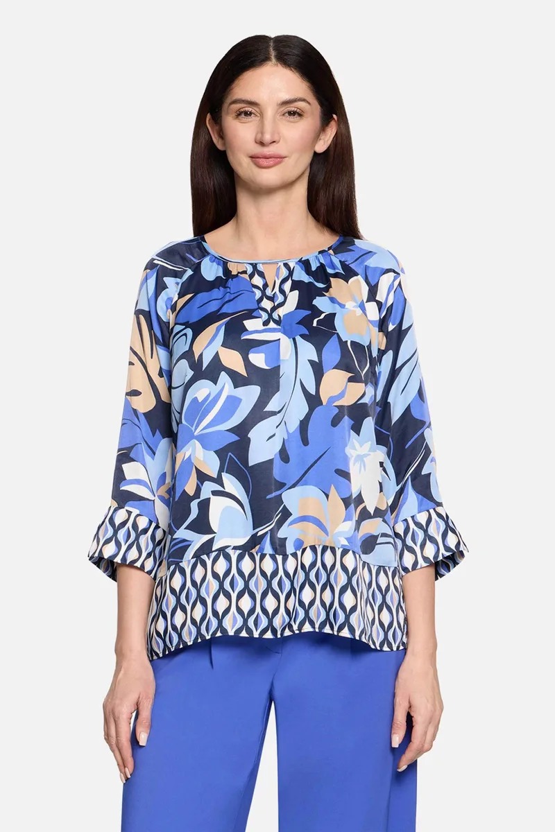 Betty Barclay γυναικεία μπλούζα σατέν με all-over floral print - 8005/1734 Μπλε