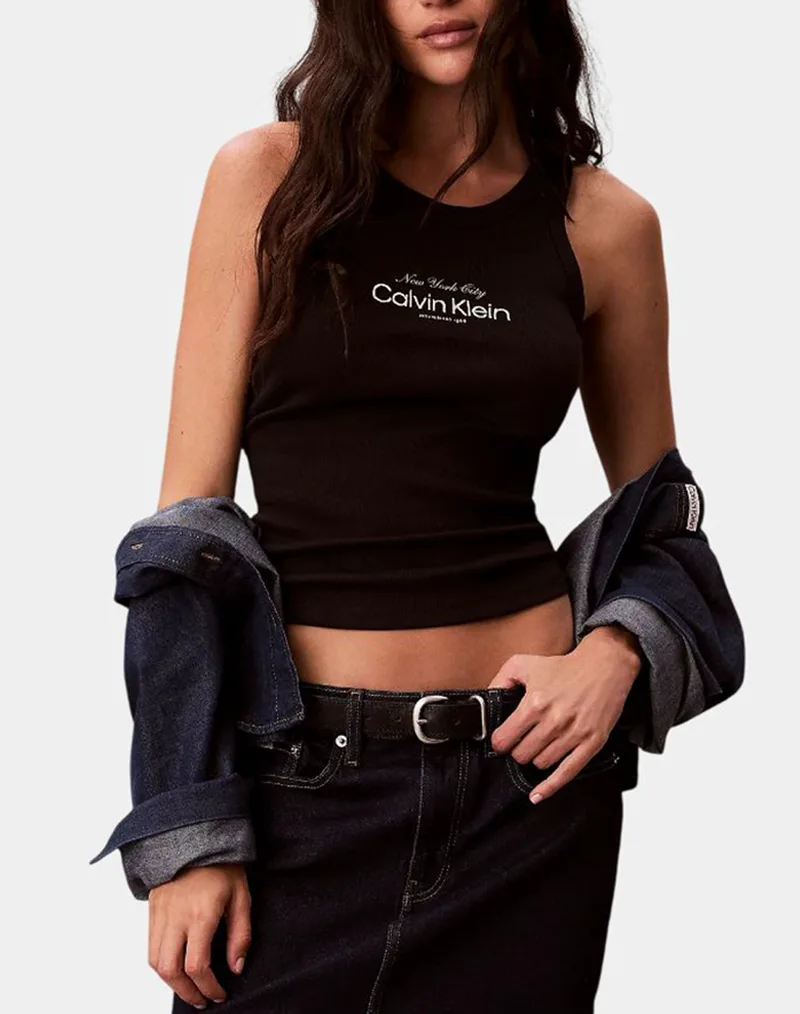 CALVIN KLEIN JEANS CONTOUR 2X2 RIB GRAPHIC TANK LV047F816G-UB1 Black