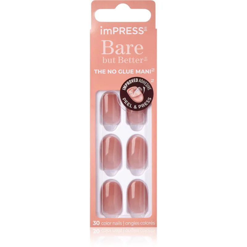 KISS imPRESS Bare but Better Ψεύτικα νύχια αυτοκόλλητα Charmer 30 τμχ