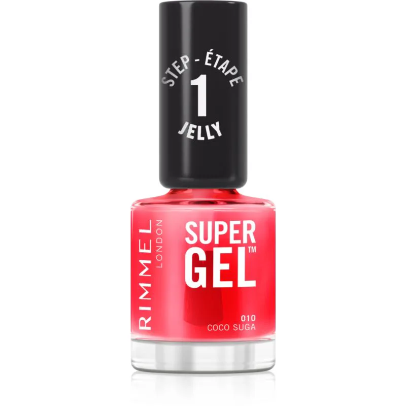 Rimmel Super Gel τζελ βερνίκι νυχιών χωρίς τη χρήση των UV/LED λαμπτήρων απόχρωση 010 Coco Suga 12 ml