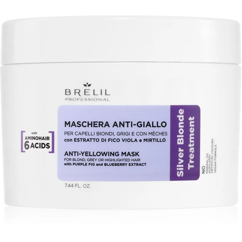 Brelil Professional Anti-yellowing Mask μάσκα κατά των κίτρινων τόνων για ξανθά και γκρίζα μαλλιά 220 ml