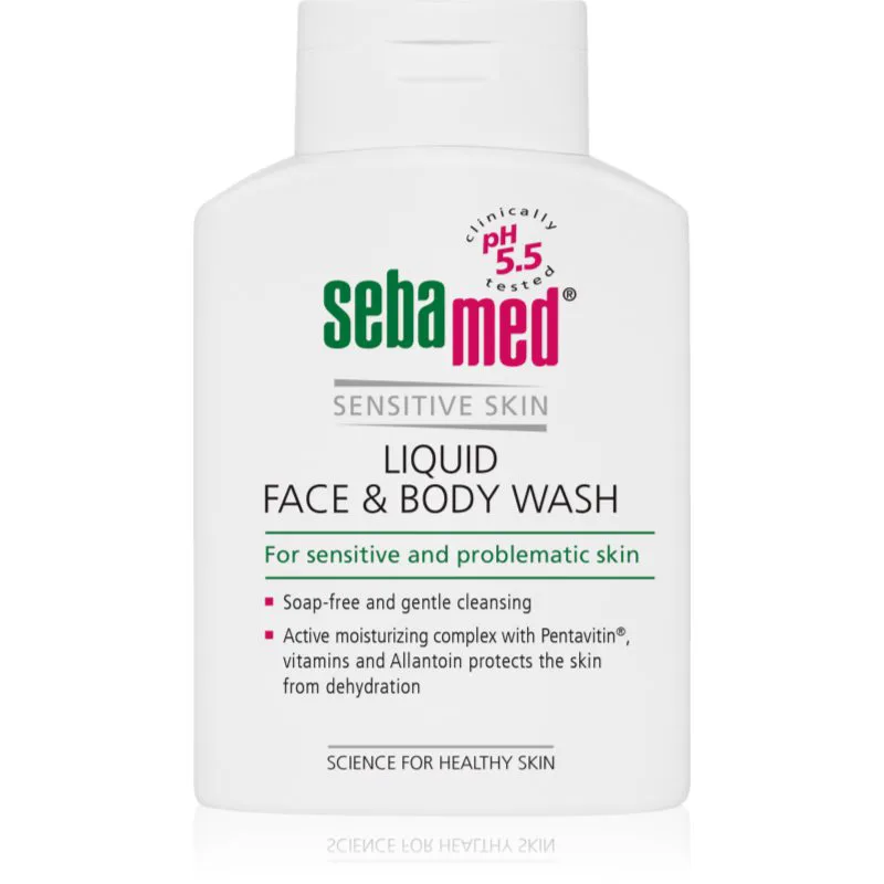 Sebamed Face & Body Wash Sensitive Skin απαλό γαλάκτωμα πλυσίματος για σώμα και πρόσωπο για ευαίσθητο δέρμα 200 ml