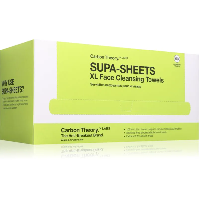 Carbon Theory Supa-Sheets XL Facial Cleansing Towels καθαριστικά μαντηλάκια και ντεμακιγιάζ 50 τμχ