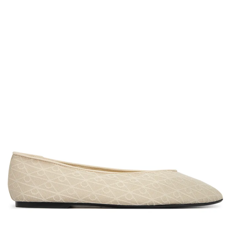 Μπαλαρίνες Calvin Klein Square Ballerina Aop Mesh HW0HW02937 Εκρού