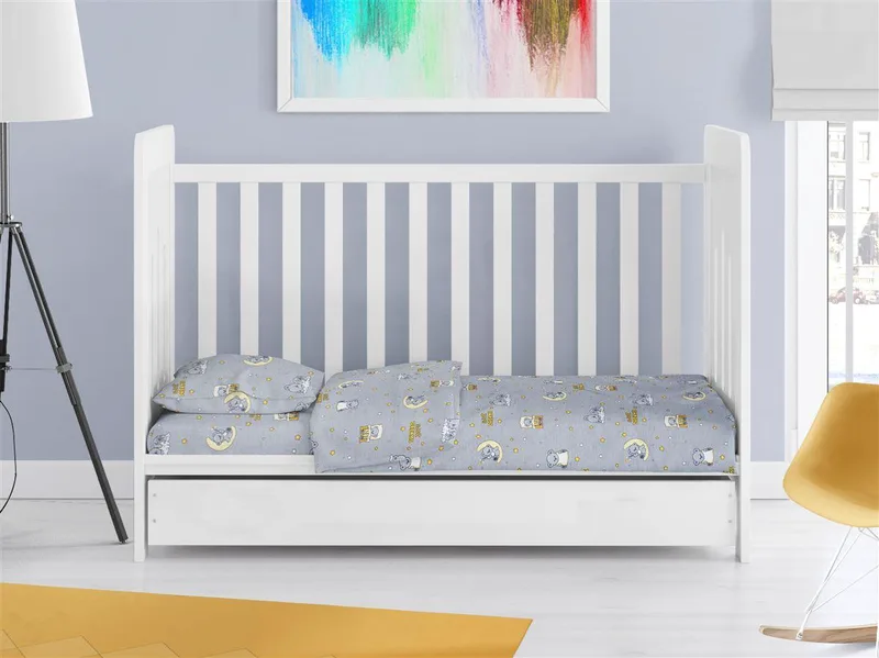 Σετ Σεντόνια 3τμχ Βαμβακερά Κούνιας 120x160εκ. Sweet Dreams 552 Grey Dimcol