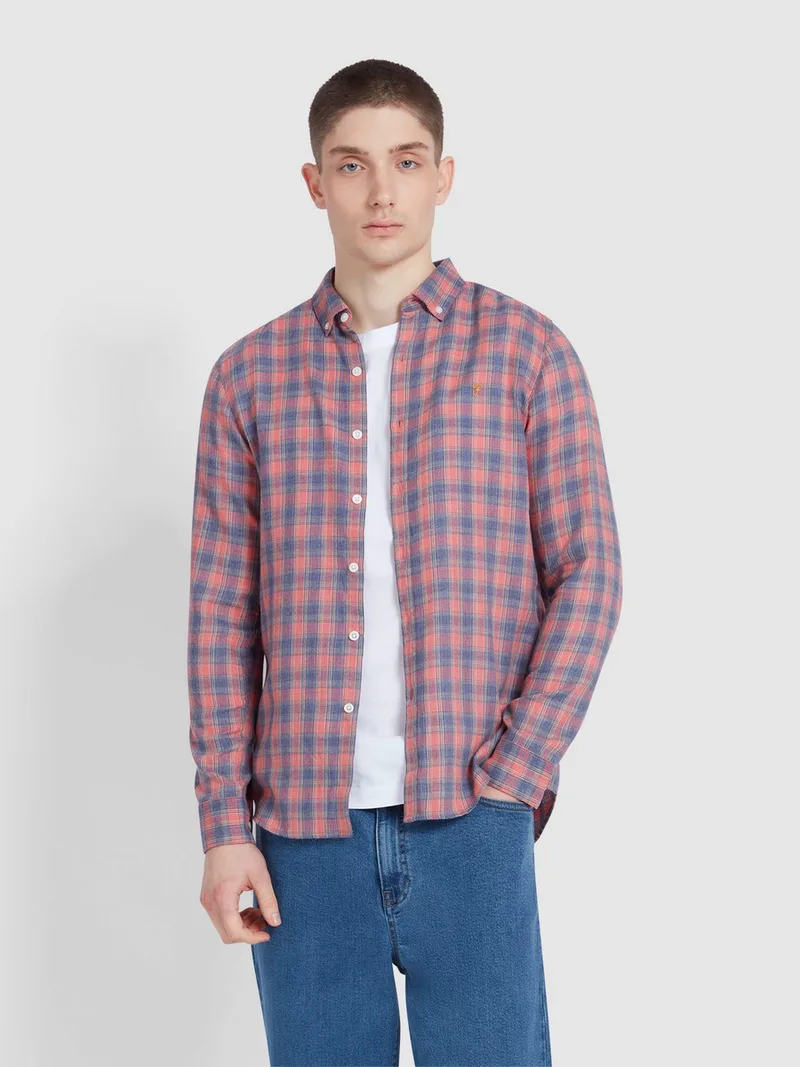 Farah Ανδρικό Πουκάμισο Καρό Μακρυμάνικο Slim Fit από Οργανικό Βαμβάκι και Ανακυκλωμένο Πολυεστέρα