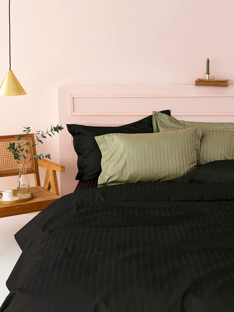 Σετ Σεντόνια Υπέρδιπλα 4 Τεμαχίων Palamaiki Sateen Riga Black 240x270
