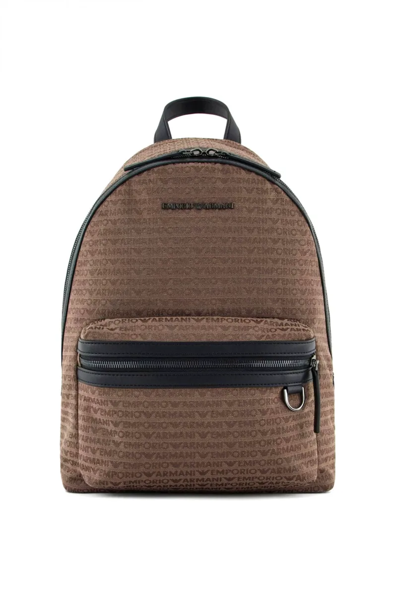 EMPORIO ARMANI ΤΣΑΝΤΑ BACKPACK ALL OVER LOGO ΚΑΦΕ