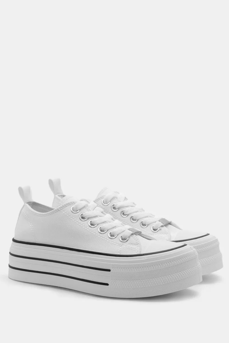 Sneakers Δίσολα με Διακοσμητική Καρδία - Λευκό