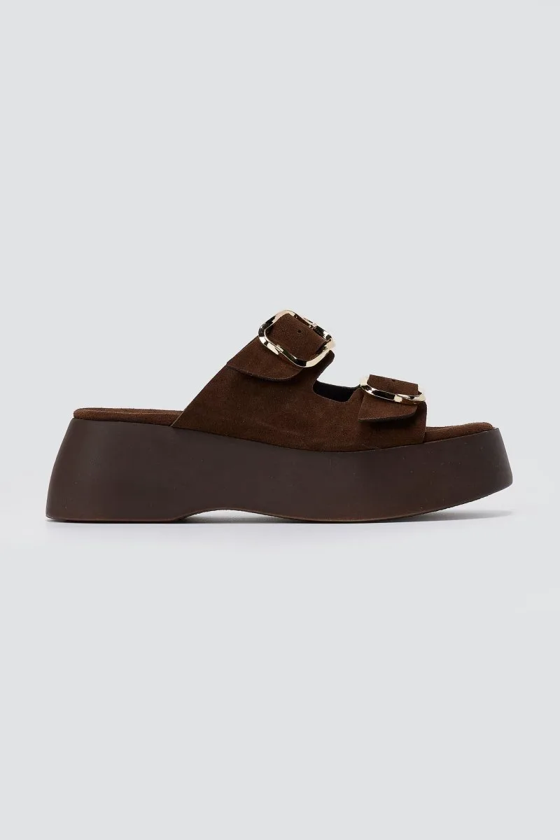 Estil Platform Sandals - 26NK-H2215 - Brown Suede