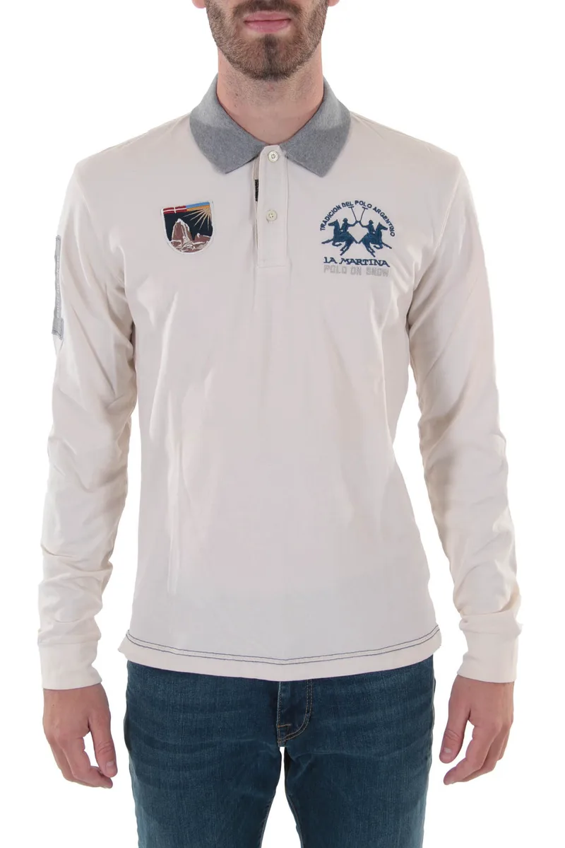 LA MARTINA POLO MM SNOW POLO SLIM FIT ΥΠΟΛΕΥΚΟ