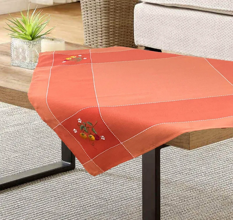 ΤΡΑΠΕΖΟΜΑΝΤΗΛΟ ΛΙΝΟ ΜΕ ΚΕΝΤΗΜΑ CHERRY 13982-1 ΠΟΡΤΟΚΑΛΙ 140Χ180 LINEAHOME