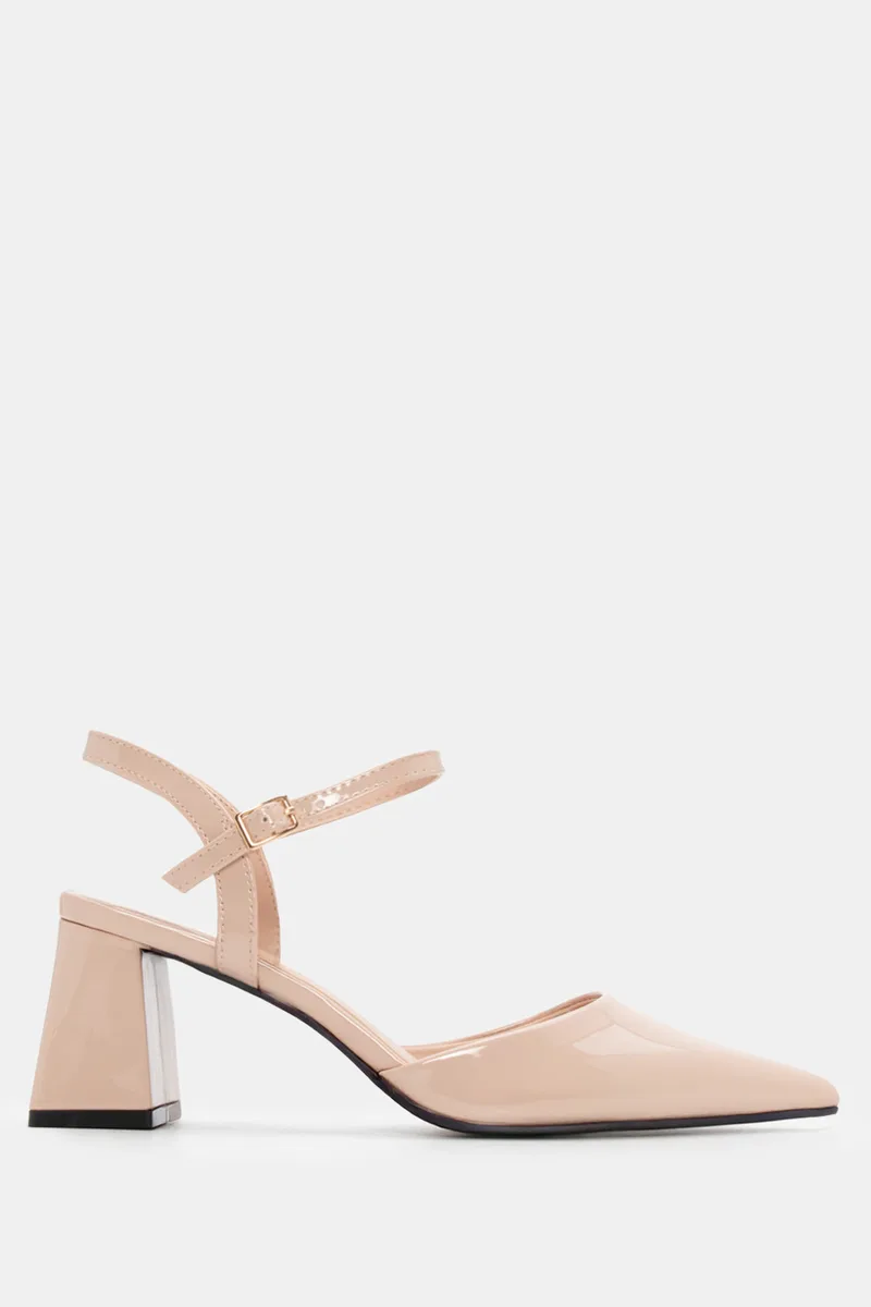 Γόβες Μυτερές Slingback - Nude