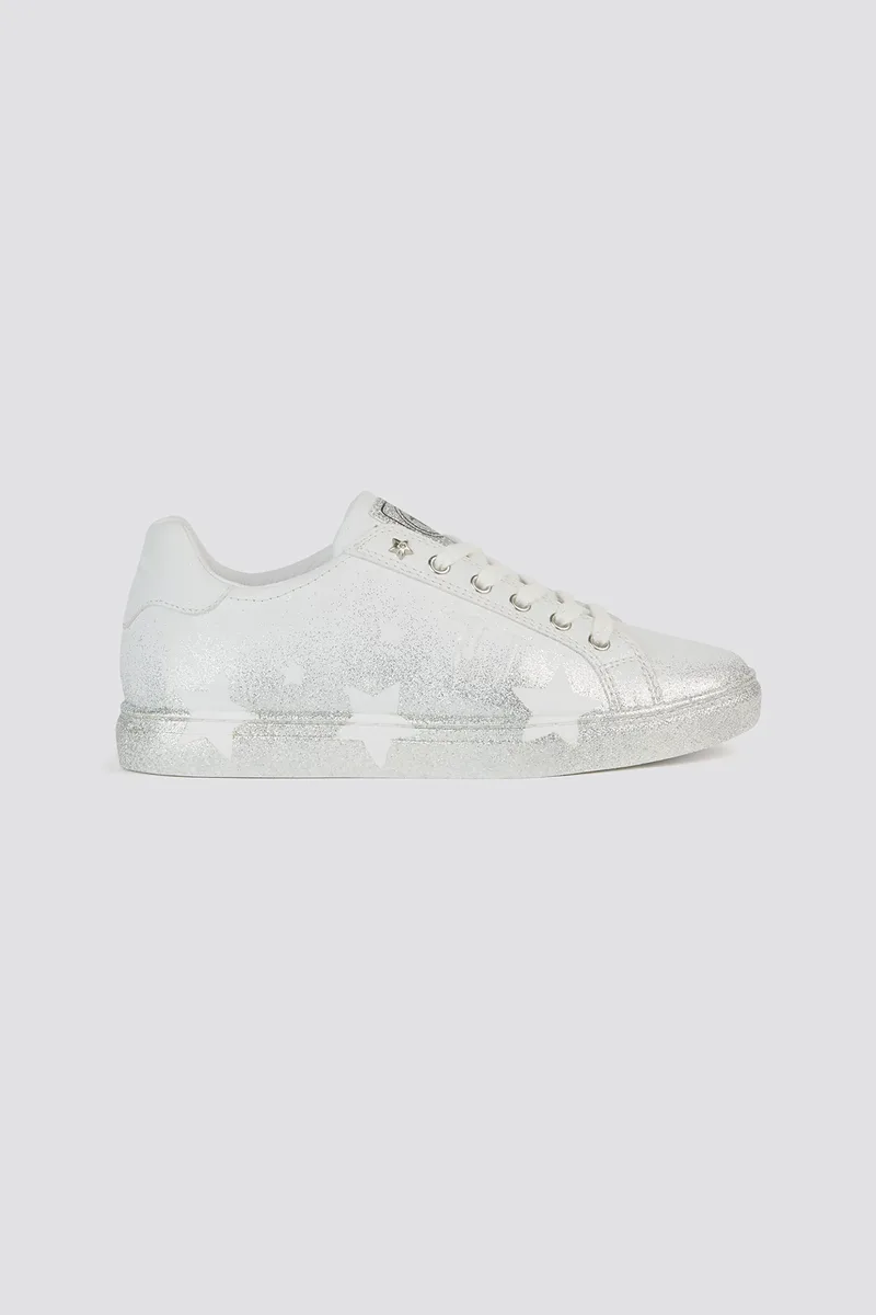 Trussardi Jeans γυναικεία sneakers με glitter λεπτομέρειες Stars - 79A00314-9Y099999 Ασημί