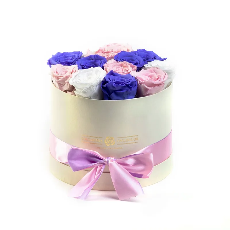 Forever Roses Ροζ-Λιλά-Λευκό Deluxe 19x20cm 14 τριαντάφυλλα