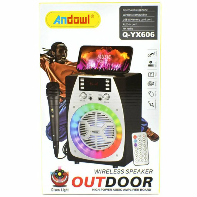 Andowl Ηχείο με λειτουργία Karaoke σε Μαύρο Χρώμα