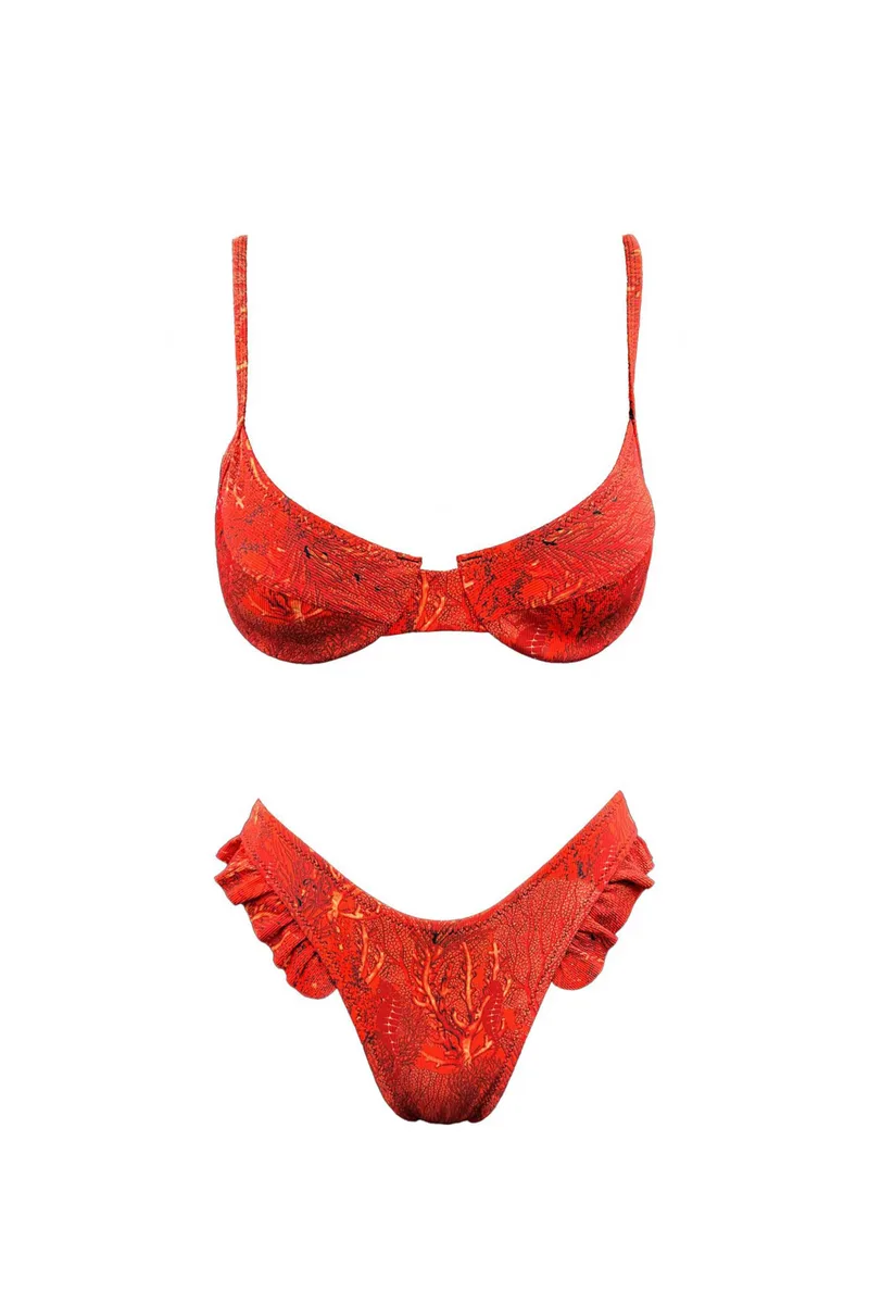 Emma Swimwear σετ γυναικείο μαγιό μπικίνι "Coral Reef Frill" - EMMA 944 Κοραλί