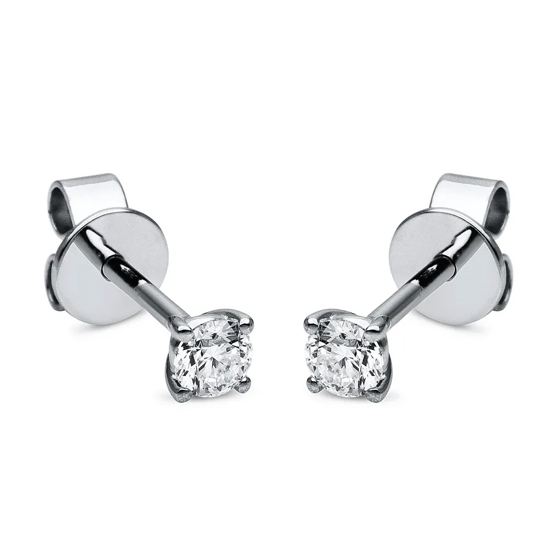 Diamond Group Σκουλαρίκια Μονόπετρα με Διαμάντια Brilliant από Λευκό Χρυσό 18 Καρατίων SK2176