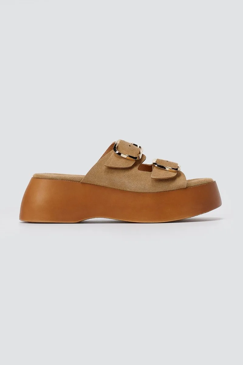 Estil Platform Sandals - 26NK-H2215 - Μπεζ Suede