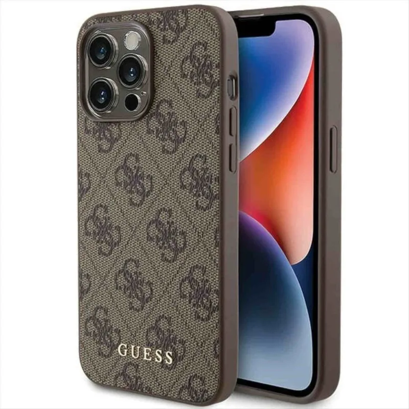 Θήκη Guess 4G Metal Χρυσό Logo Brown iPhone 15 Pro Max