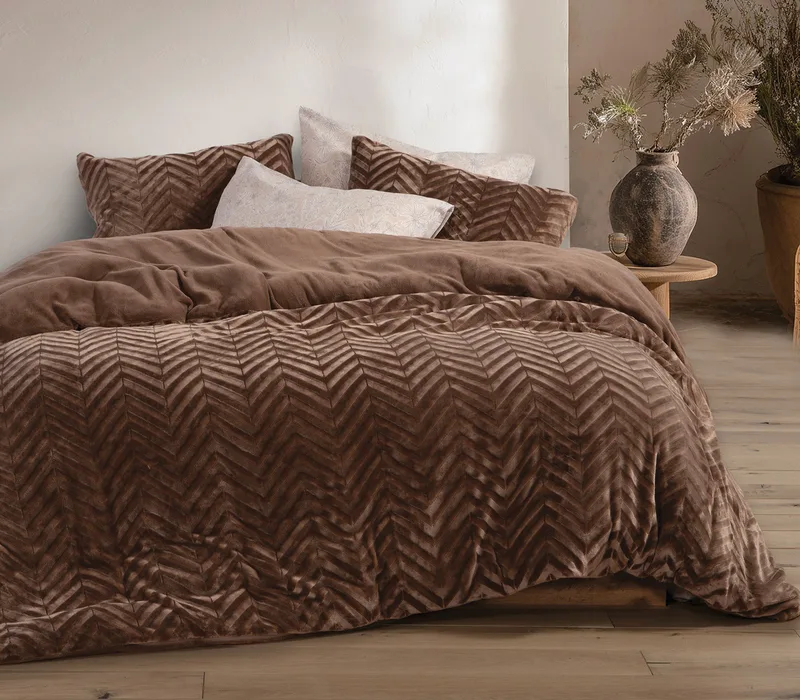 Σετ Παπλωματοθήκη Fleece Μονή 2 Τεμαχίων Nef-Nef Carmen Mocca 160x220