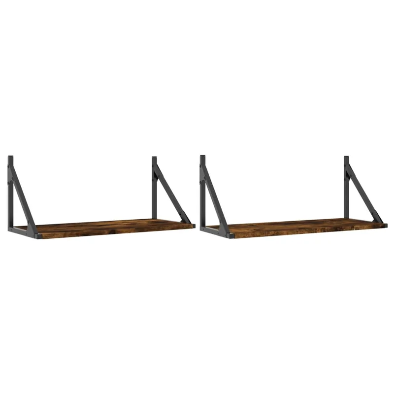 vidaXL Ραφιέρες Τοίχου 2 τεμ. Καπνιστή Δρυς 60x25x25,5εκ. Επεξ. Ξύλο