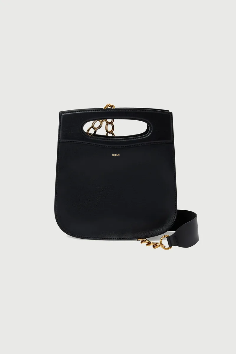 Soeur γυναικεία δερμάτινη τσάντα χειρός/crossbody "Cheri" - SEM1238CHERI Μαύρο