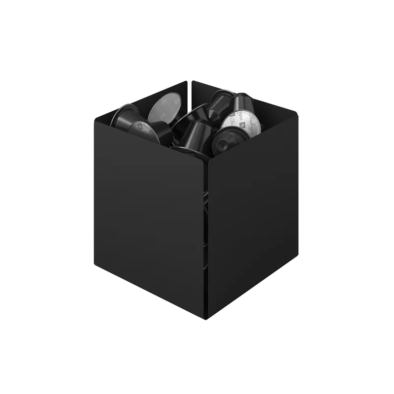 Θήκη Για Κάψουλες Του Καφέ Ανοξείδωτη Matt Black 13x13x13εκ. Pam & Co 116-403 (Υλικό: Ανοξείδωτο, Χρώμα: Μαύρο) - Pam & Co - 116-403