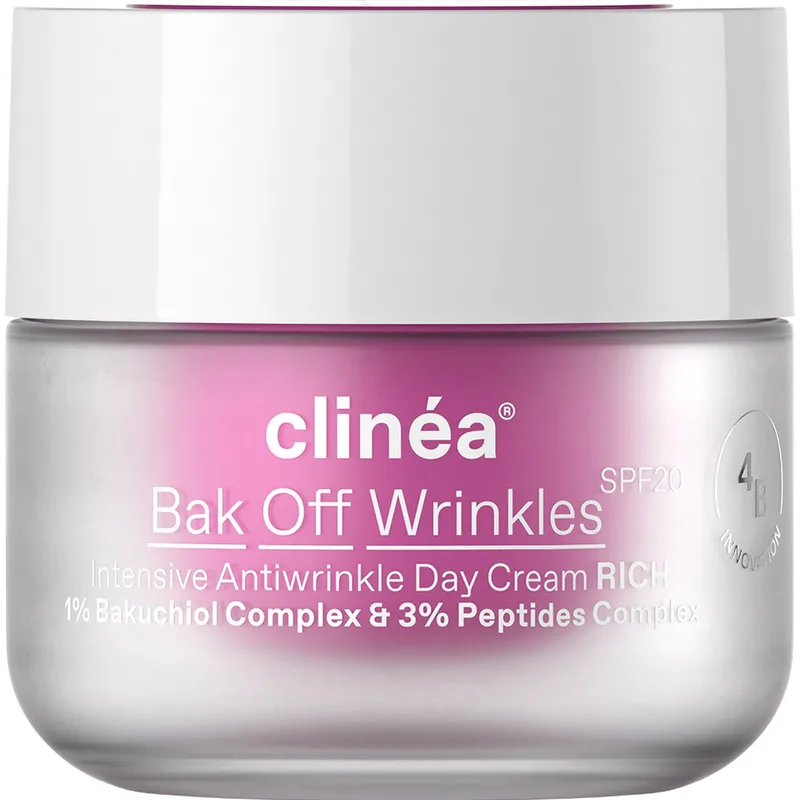 Clinea Bak Off Wrinkles Intensive Antiwrinkles Day Cream Rich Spf20 Κρέμα Ημέρας Εντατικής Αντιγήρανσης Πλούσιας Υφής Μεσαίας Προστασίας 50ml