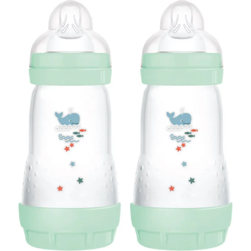 MAM Perfect Star Anti-colic Bottle μπιμπερό κατά των κολικών 2m+ Mint 2x260 ml