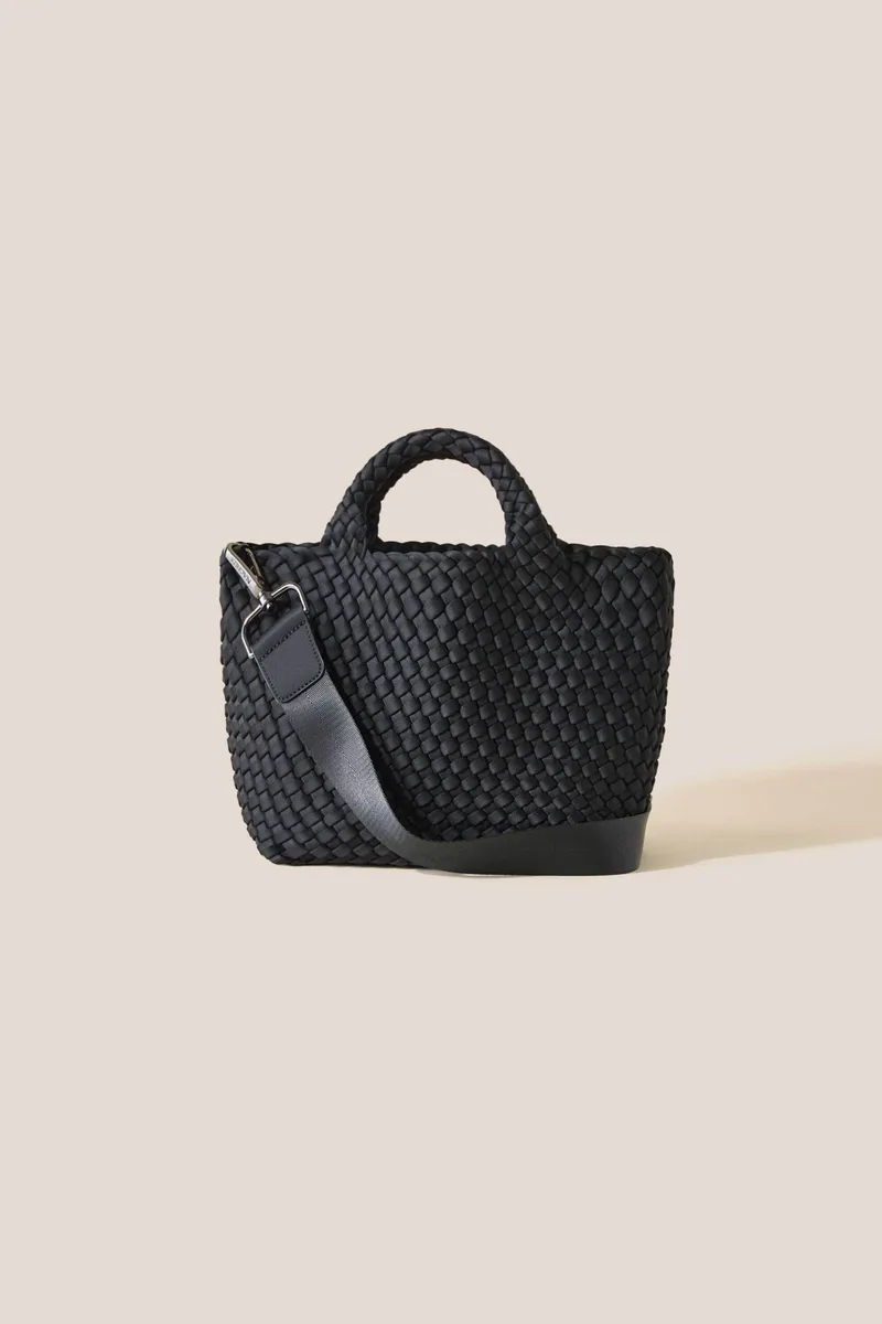 Naghedi γυναικεία τσάντα tote με πλεκτό σχέδιο "St. Barths Small" - NSN03012LD Μαύρο