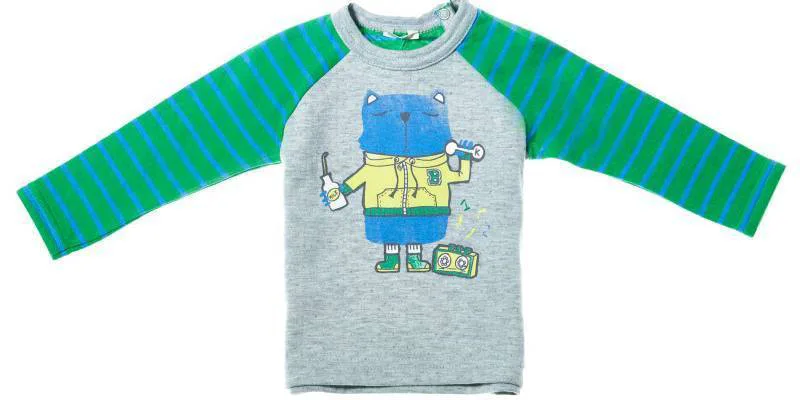 ΜΑΚΡΥΜΑΝΙΚΗ ΜΠΛΟΥΖΑ BENETTON PLAYTIME ΓΚΡΙ (68 CM)-(6-9 ΜΗΝΩΝ)