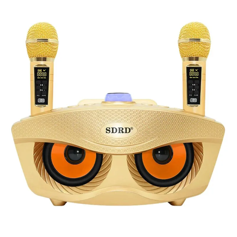 Σύστημα Karaoke 3" με Ενσύρματα Μικρόφωνα και SD, USB, AUX, TF SD-306-G Χρυσό