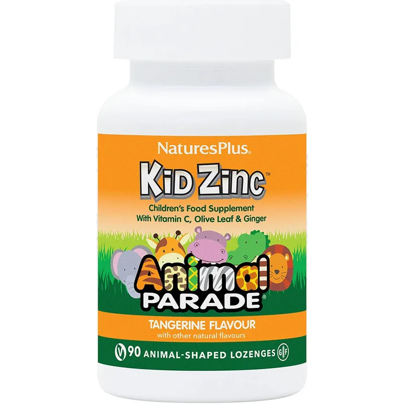 Natures Plus Animal Parade Kid Zinc Συμπλήρωμα Διατροφής για Παιδιά με Ψευδάργυρο & Εκχύλισμα Βοτάνων για Ενίσχυση του Ανοσοποιητικού με Γεύση Μανταρίνι 90 Lozenges
