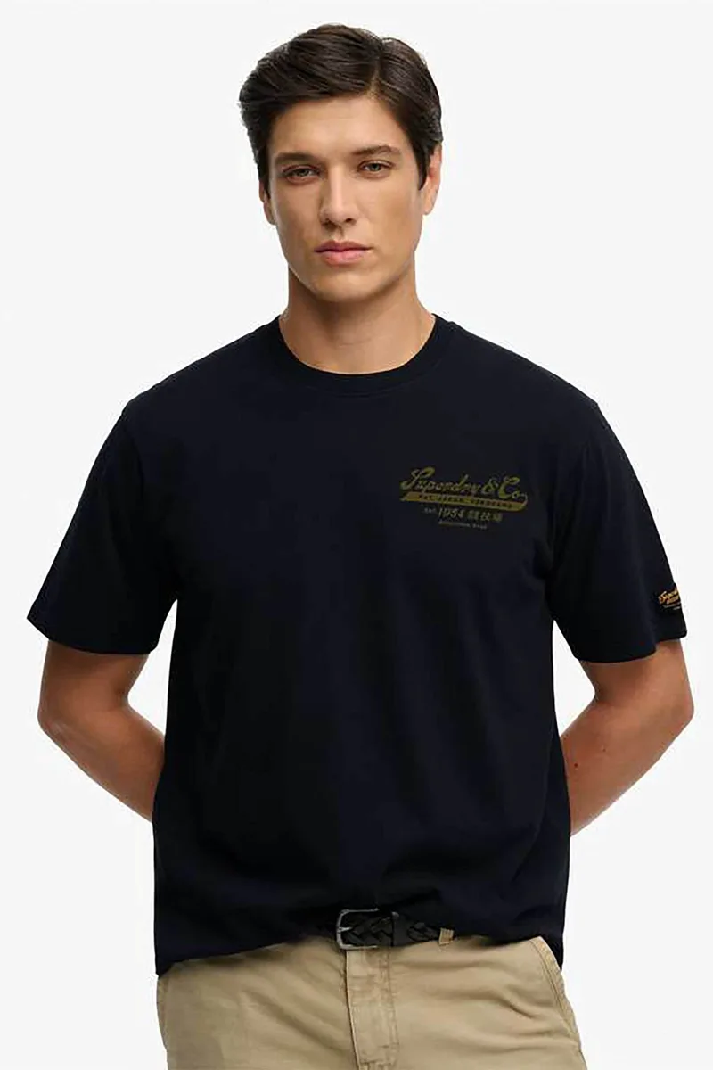 Superdry ανδρικό T-shirt με print Loose Fit "Heritage Biker" - M1012350A Μαύρο
