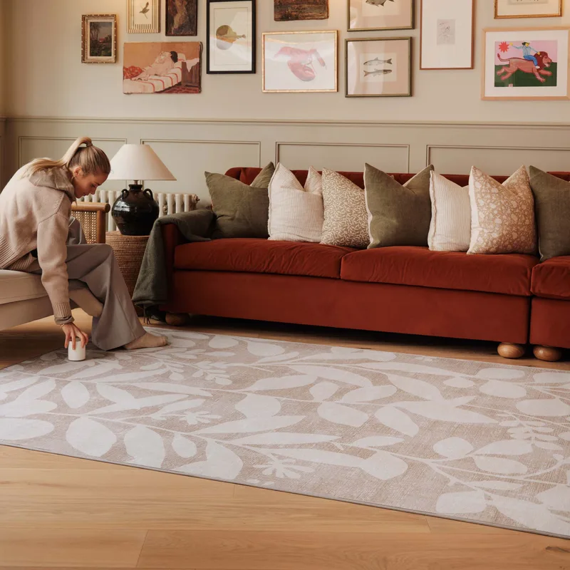 Eden Leaves Natural Eco-Washable Rug