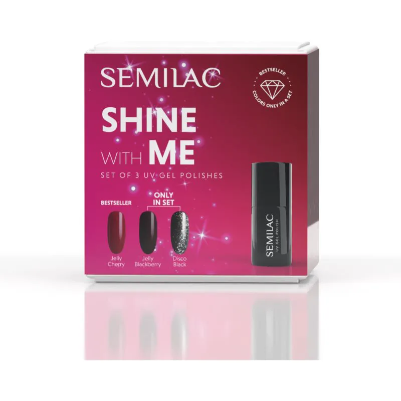 Semilac Set Shine With Me Σετ βερνίκι νυχιών με χρήση λάμπας UV/LED