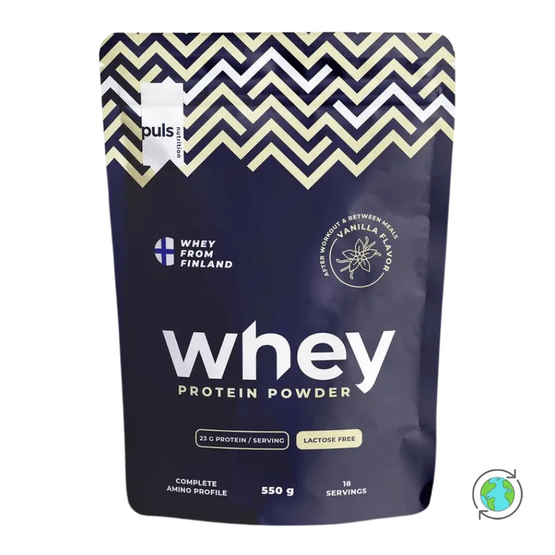 Whey Πρωτεΐνη Χωρίς Λακτόζη Βανίλια 73% - Puls Nutrition - 550gr Φινλανδία High Protein Lactose Free