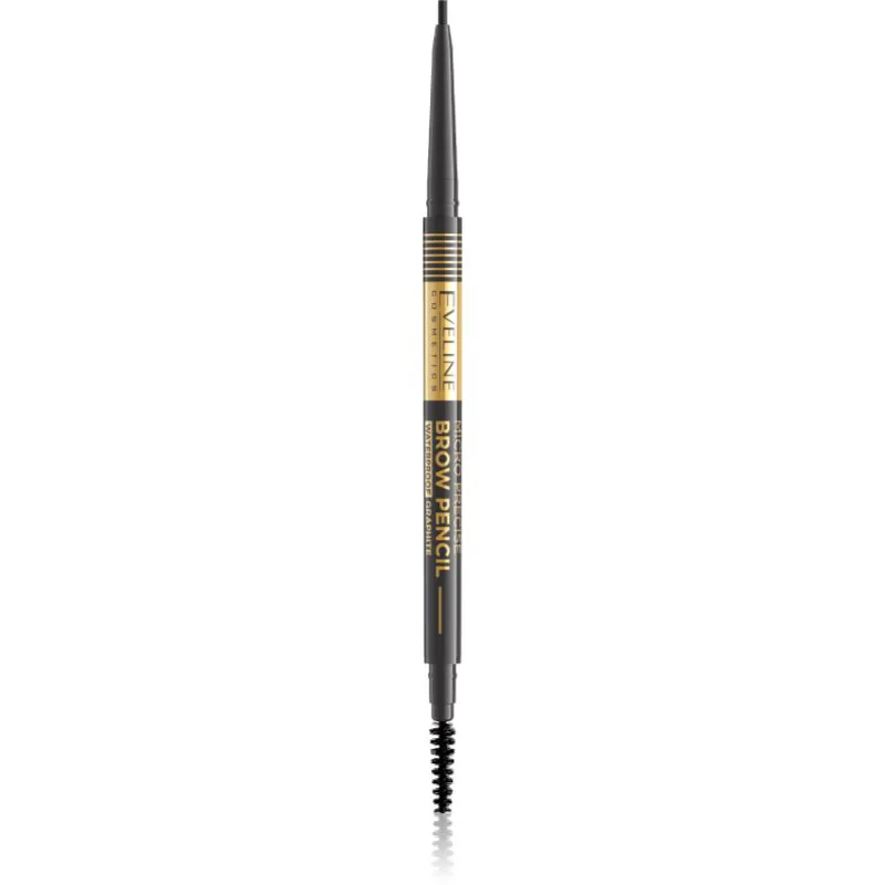 Eveline Cosmetics Micro Precise αδιάβροχο μολύβι για τα φρύδια με βούρτσα 2 σε1 απόχρωση 04 Graphite 4 γρ