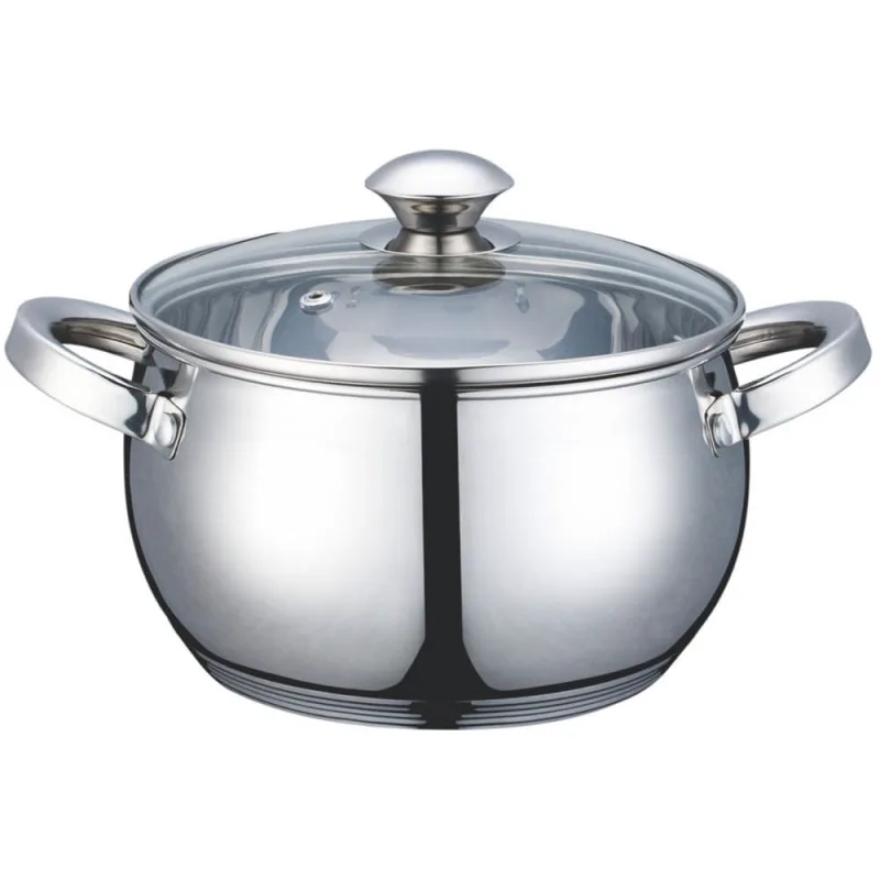Κατσαρόλα Voltz V51210G18, 18 εκ., 2,7 λίτρα, Πάτος πολλαπλών στρώσεων, Επαγωγή, Ανοξείδωτο ατσάλι