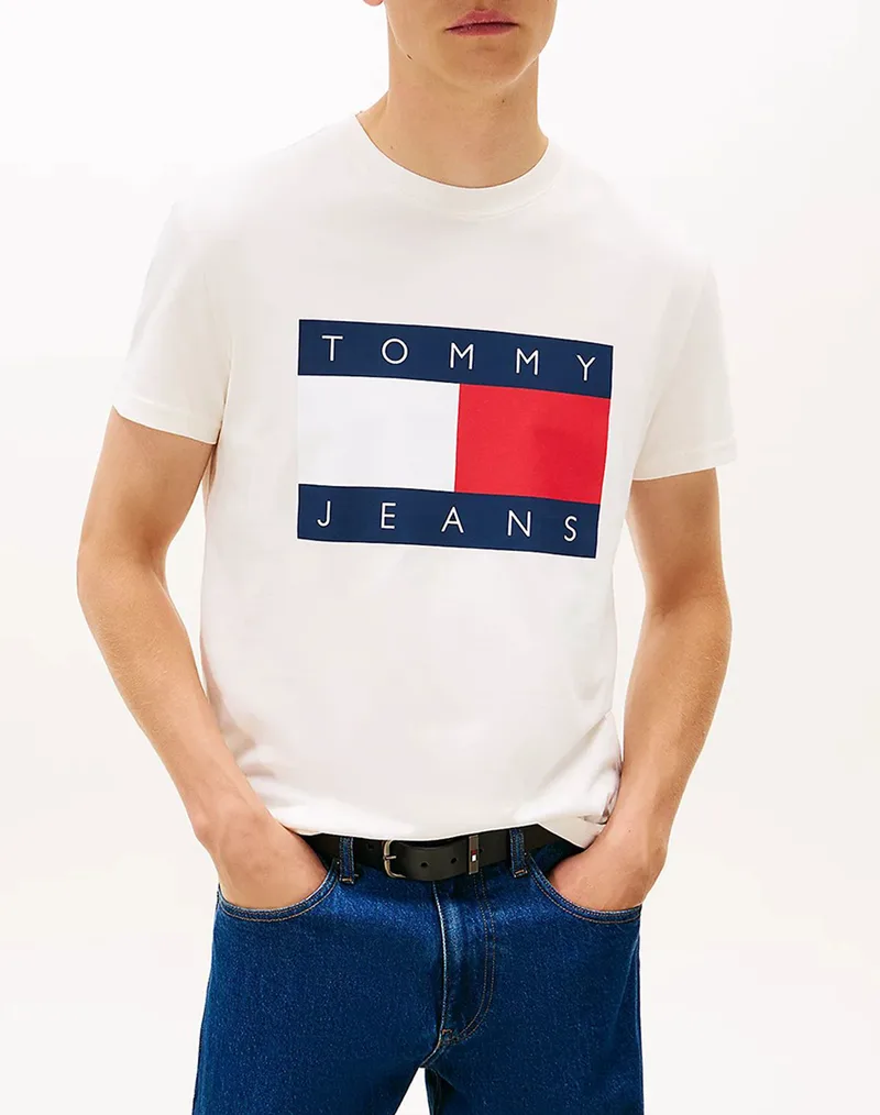TOMMY JEANS TJM REG BIG FLAG SS TEE EXT DM0DM22645-YBH OffWhite