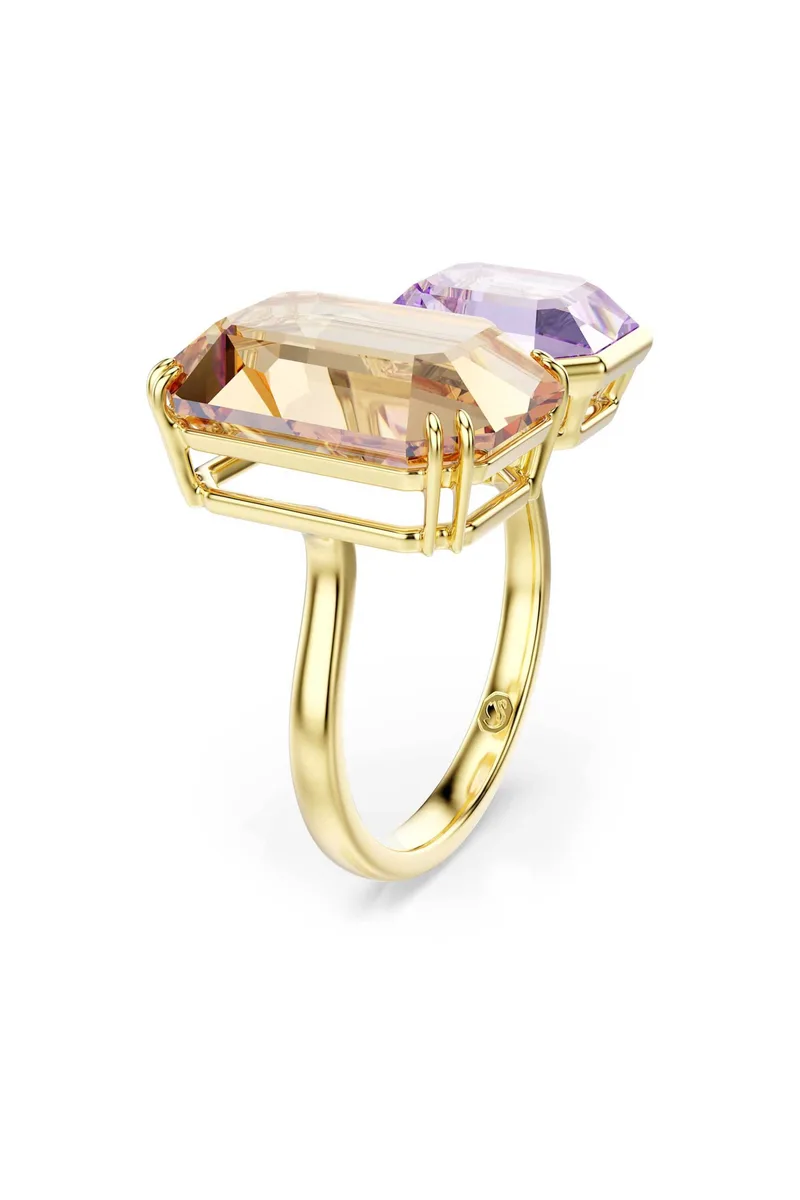 Swarovski γυναικείο ανοιχτό δαχτυλίδι οκταγωνική κοπή, πολύχρωμο, επιμετάλλωση σε χρυσαφί τόνο "Millenia" (55) - 5725749