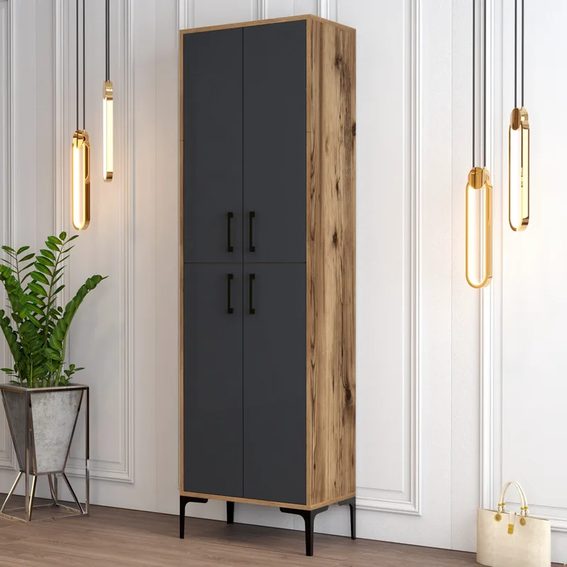 Παπουτσοθήκη Berlin A - Walnut, Anthracite 845Hct4101 (60x200x35)