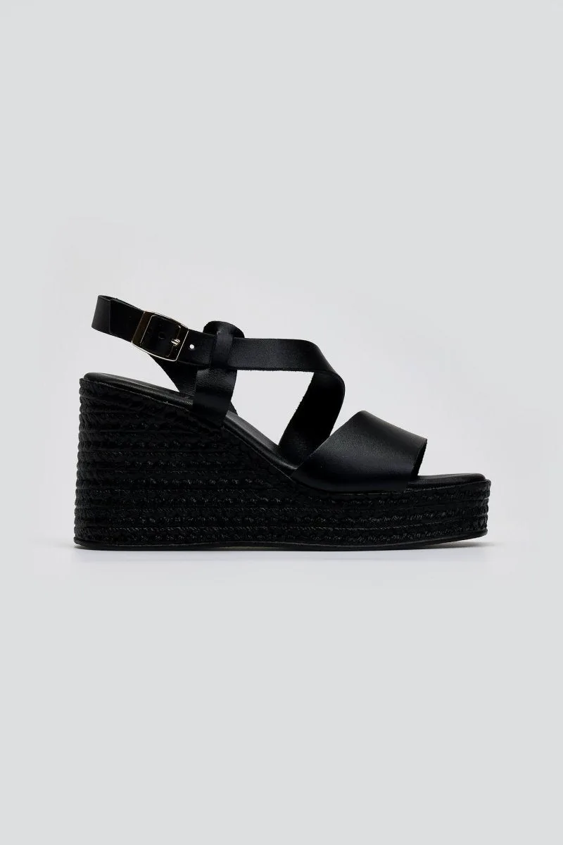 Estil Leather Platforms Side Tie - NK-204 - Black