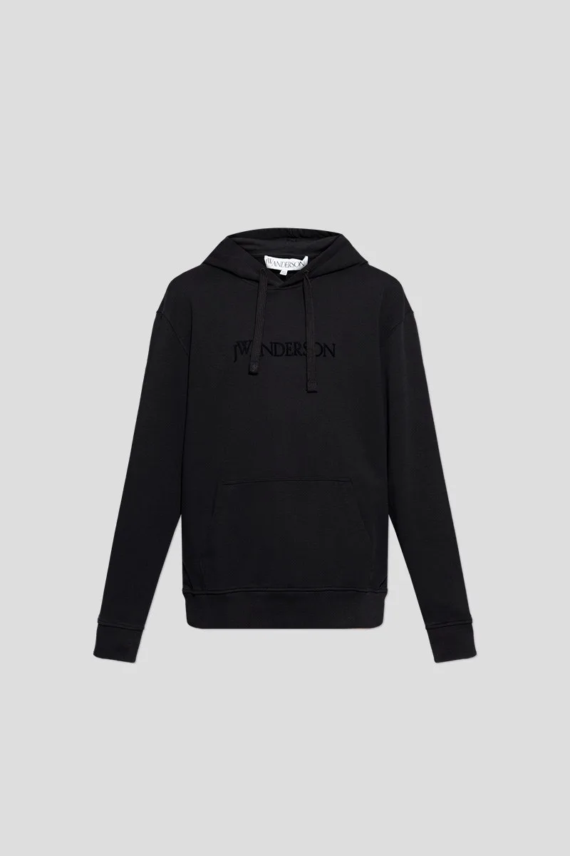 JWANDERSON Ανδρικό Μαύρο Logo Embroidery Hoodie