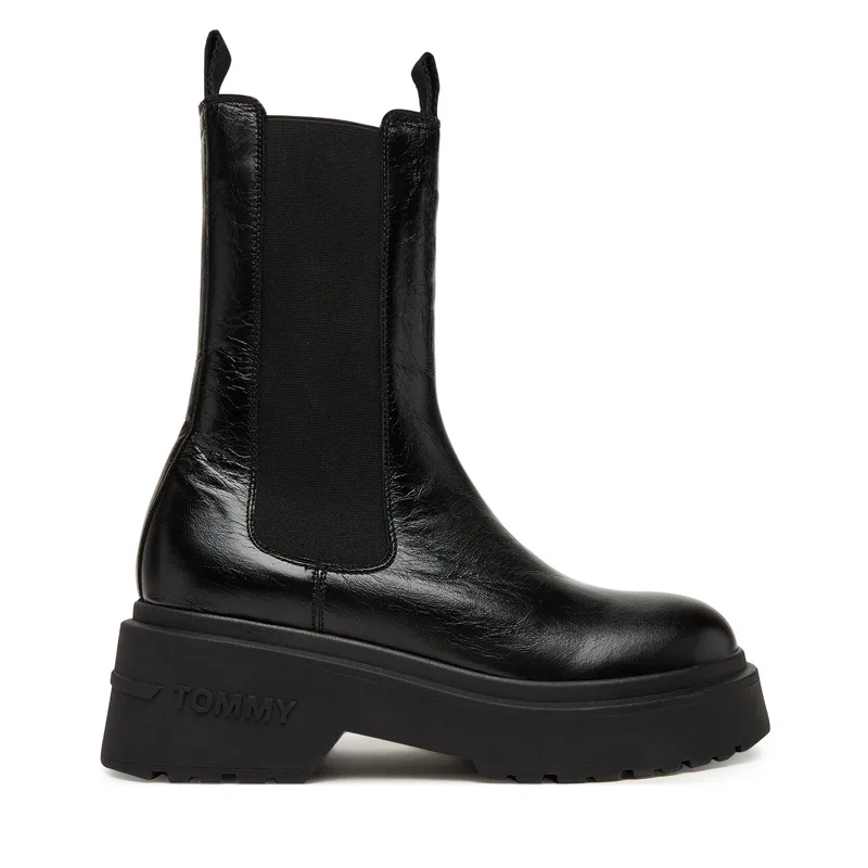Μποτάκια με λάστιχο Tommy Jeans Tjw Chunky Shiny EN0EN02888 Μαύρο