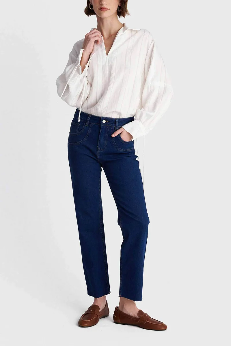 'ALE γυναικείο τζιν παντελόνι Straight Fit - 8920567C Denim Blue Σκούρο
