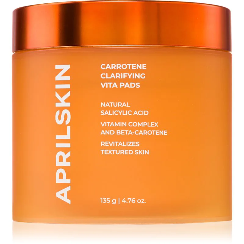 APRILSKIN Carrotene Clarifying Vita Pads επιθέματα καθαρισμού για λιπαρή επιδερμίδα με τάση για ακμή 60 τμχ